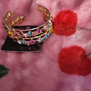 Paparazzi Gold Hoop Earrings with Multicolor Gems